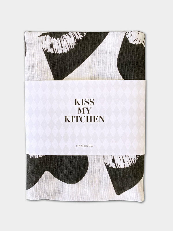 KISS MY KITCHEN - KÜCHENTUCH - LOVEKISS - WHITE BLACK